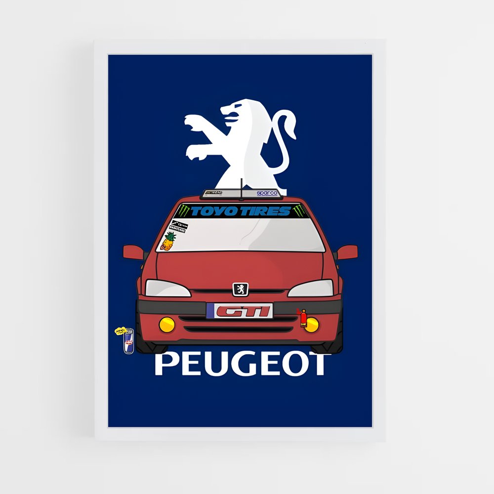 Poster Chat et Moteur – affiche Peugeot (vue 3)
